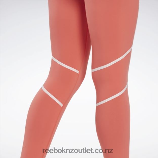 Semi Orange Flare 2B4626347 Lux High-Waisted Colorblock Tights Reebok Women
