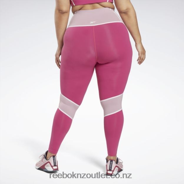 Semi Proud Pink 2B4626651 Lux High-Waisted Colorblock Tights (Plus Size) Reebok Women