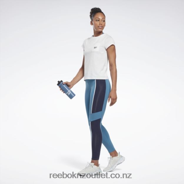 Steely Blue S23-R 2B4626522 Lux High-Waisted Colorblock Tights Reebok Women