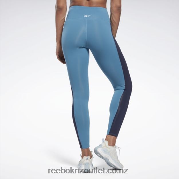 Steely Blue S23-R 2B4626522 Lux High-Waisted Colorblock Tights Reebok Women