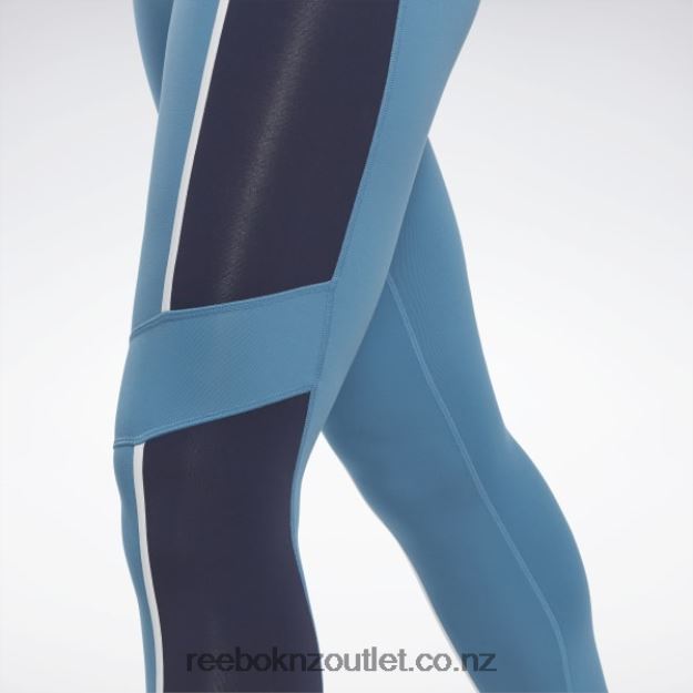 Steely Blue S23-R 2B4626522 Lux High-Waisted Colorblock Tights Reebok Women