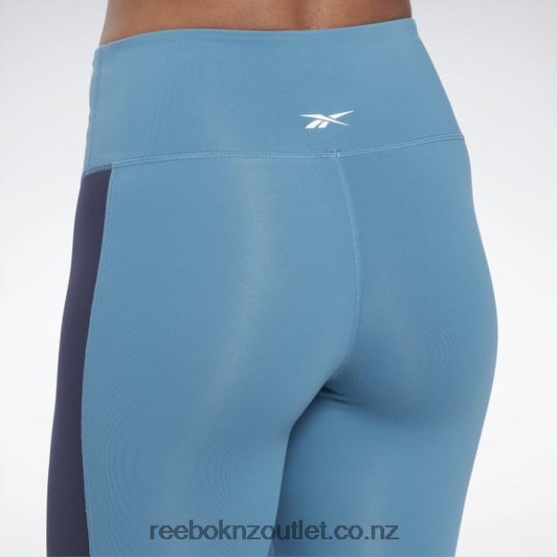 Steely Blue S23-R 2B4626522 Lux High-Waisted Colorblock Tights Reebok Women