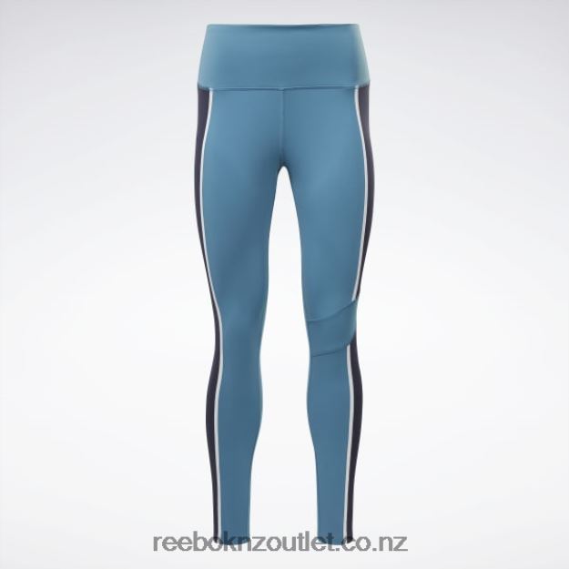 Steely Blue S23-R 2B4626522 Lux High-Waisted Colorblock Tights Reebok Women