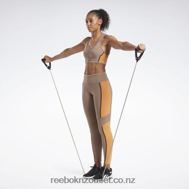 Taupe 2B4626501 Lux High-Waisted Colorblock Tights Reebok Women