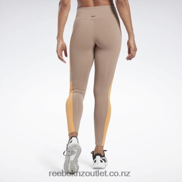 Taupe 2B4626501 Lux High-Waisted Colorblock Tights Reebok Women
