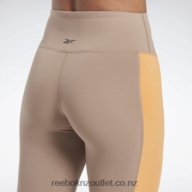 Taupe 2B4626501 Lux High-Waisted Colorblock Tights Reebok Women