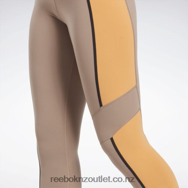 Taupe 2B4626501 Lux High-Waisted Colorblock Tights Reebok Women