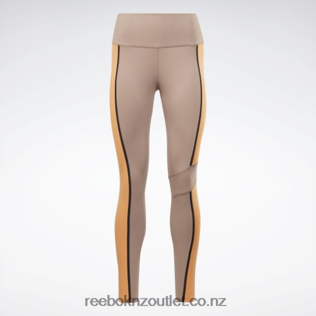 Taupe 2B4626501 Lux High-Waisted Colorblock Tights Reebok Women