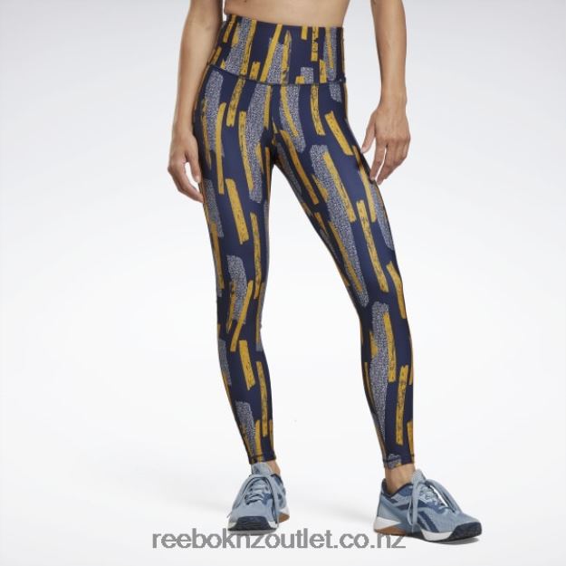 Vector Navy 2B4626538 MYT Allover Print Tights Reebok Women