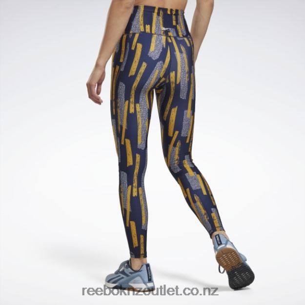 Vector Navy 2B4626538 MYT Allover Print Tights Reebok Women
