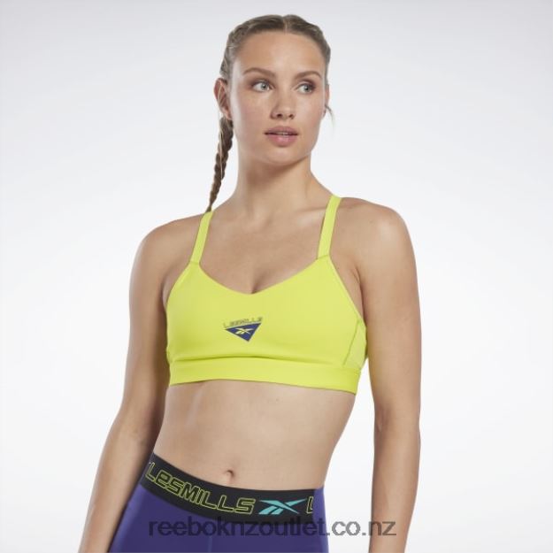 Acid Yellow 2B4626631 Les Mills Lux Strappy Sports Bra Reebok Women