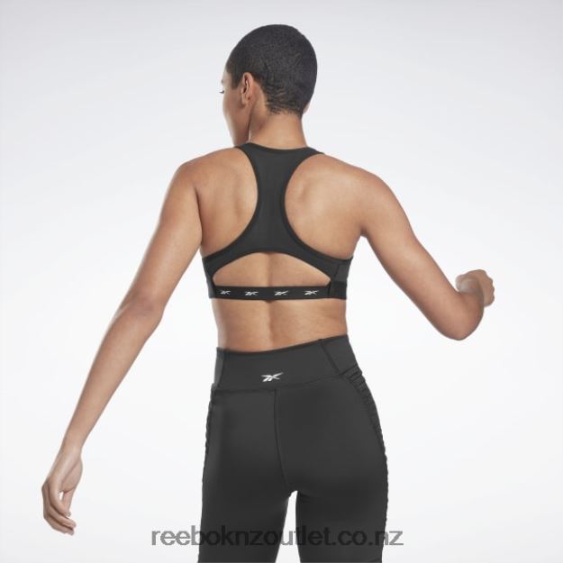 Black 2B4626394 Lux Vector Racer Sports Bra Reebok Women