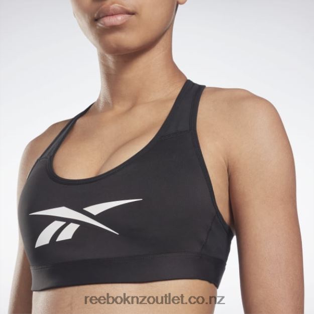 Black 2B4626394 Lux Vector Racer Sports Bra Reebok Women