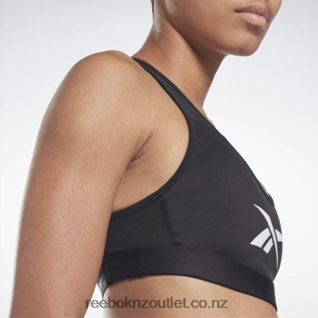 Black 2B4626394 Lux Vector Racer Sports Bra Reebok Women