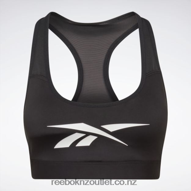 Black 2B4626394 Lux Vector Racer Sports Bra Reebok Women
