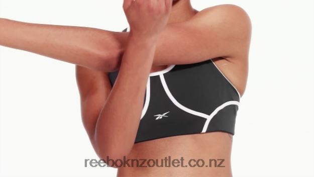 Black 2B4626499 Lux Racer Padded Colorblocked Bra Reebok Women