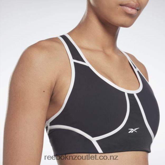 Black 2B4626499 Lux Racer Padded Colorblocked Bra Reebok Women