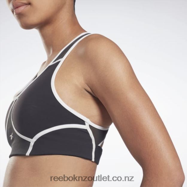 Black 2B4626499 Lux Racer Padded Colorblocked Bra Reebok Women