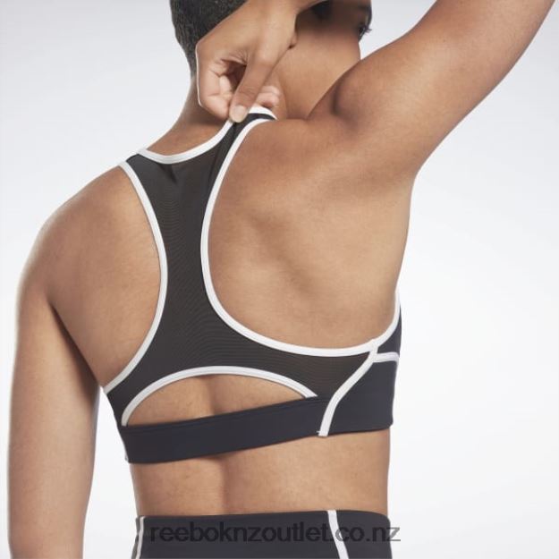 Black 2B4626499 Lux Racer Padded Colorblocked Bra Reebok Women
