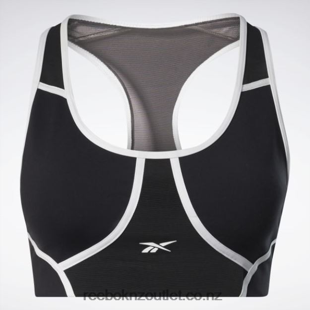 Black 2B4626499 Lux Racer Padded Colorblocked Bra Reebok Women