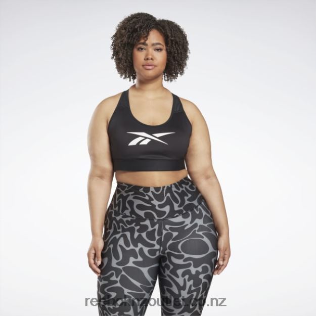Black 2B4626612 Lux Vector Racer Sports Bra (Plus Size) Reebok Women