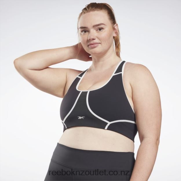 Black 2B4626769 Lux Racer Padded Colorblocked Bra (Plus Size) Reebok Women