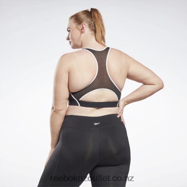 Black 2B4626769 Lux Racer Padded Colorblocked Bra (Plus Size) Reebok Women