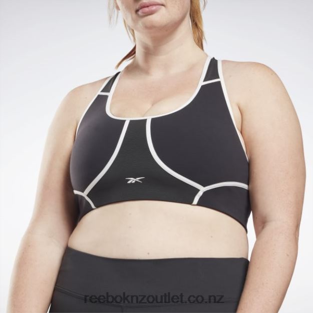 Black 2B4626769 Lux Racer Padded Colorblocked Bra (Plus Size) Reebok Women
