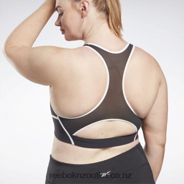 Black 2B4626769 Lux Racer Padded Colorblocked Bra (Plus Size) Reebok Women