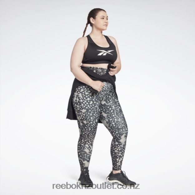 Black 2B4626840 Lux Vector Racer Sports Bra (Plus Size) Reebok Women