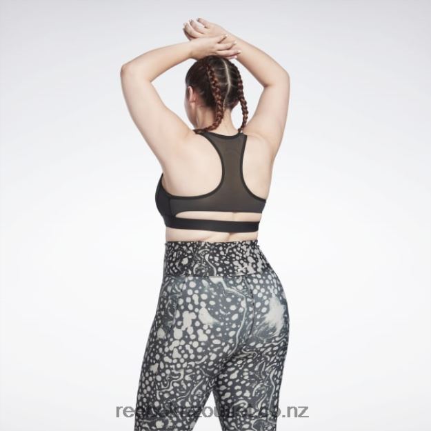 Black 2B4626840 Lux Vector Racer Sports Bra (Plus Size) Reebok Women