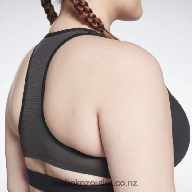 Black 2B4626840 Lux Vector Racer Sports Bra (Plus Size) Reebok Women