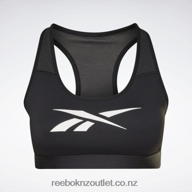 Black 2B4626840 Lux Vector Racer Sports Bra (Plus Size) Reebok Women