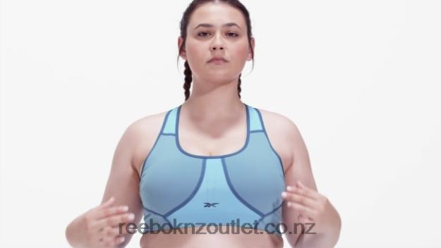 Blue Slate 2B4626832 Lux Racer Padded Colorblocked Bra (Plus Size) Reebok Women