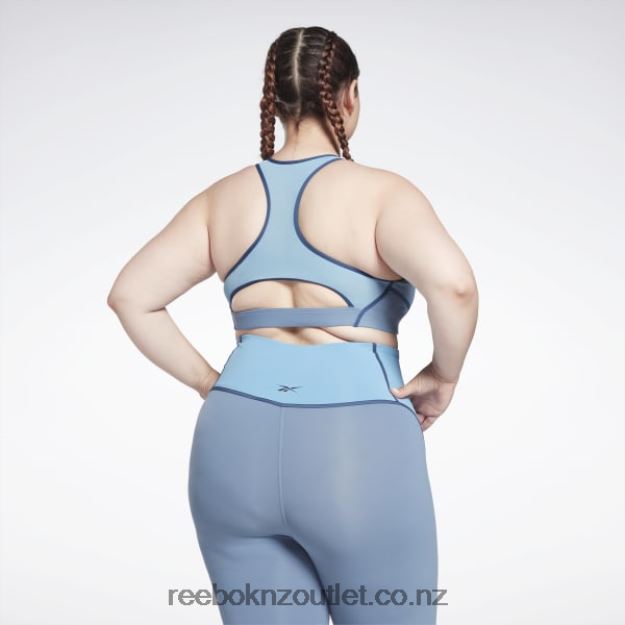 Blue Slate 2B4626832 Lux Racer Padded Colorblocked Bra (Plus Size) Reebok Women