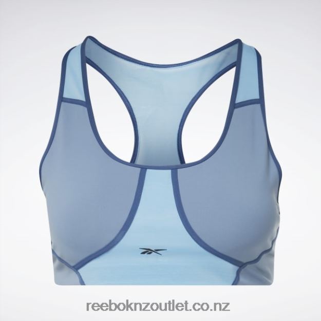 Blue Slate 2B4626832 Lux Racer Padded Colorblocked Bra (Plus Size) Reebok Women