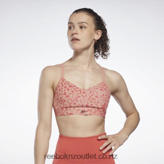 Canyon Coral 2B4626813 Lux Strappy Modern Safari Print Sports Bra Reebok Women