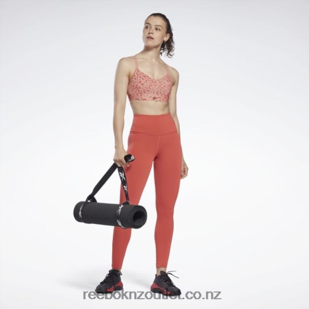 Canyon Coral 2B4626813 Lux Strappy Modern Safari Print Sports Bra Reebok Women