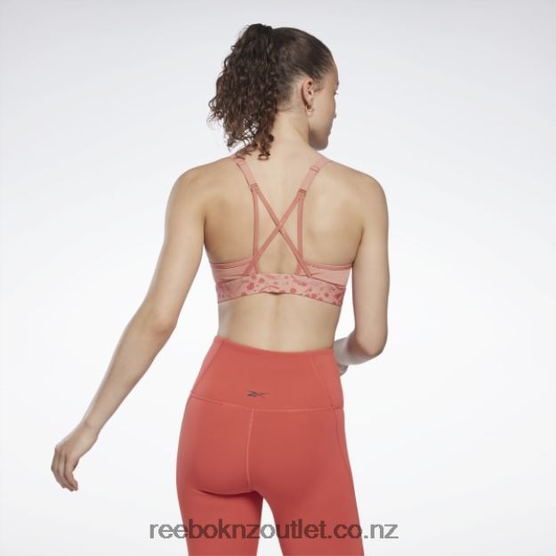 Canyon Coral 2B4626813 Lux Strappy Modern Safari Print Sports Bra Reebok Women