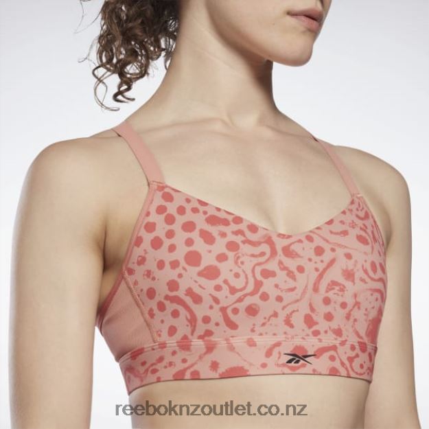 Canyon Coral 2B4626813 Lux Strappy Modern Safari Print Sports Bra Reebok Women