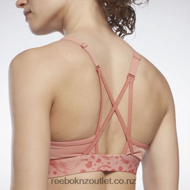 Canyon Coral 2B4626813 Lux Strappy Modern Safari Print Sports Bra Reebok Women
