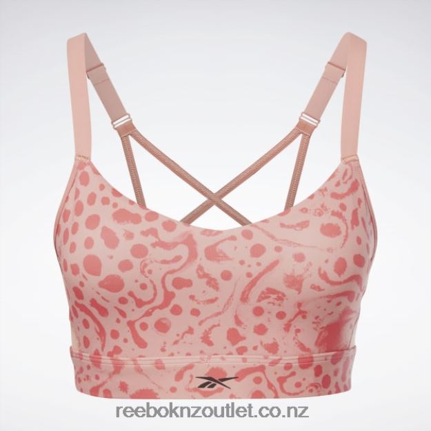 Canyon Coral 2B4626813 Lux Strappy Modern Safari Print Sports Bra Reebok Women