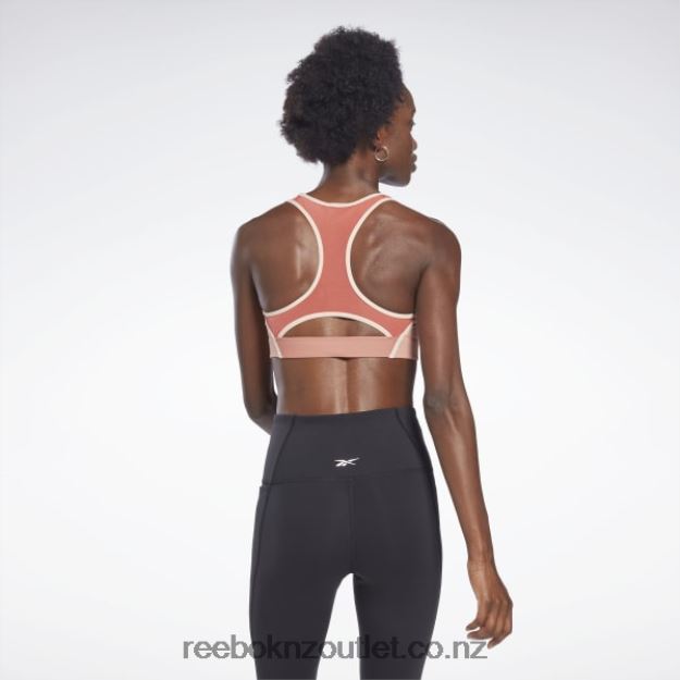 Canyon Coral 2B4626971 Lux Racer Padded Colorblocked Bra Reebok Women