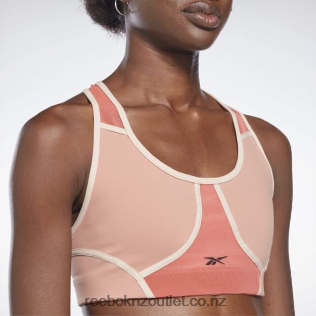 Canyon Coral 2B4626971 Lux Racer Padded Colorblocked Bra Reebok Women