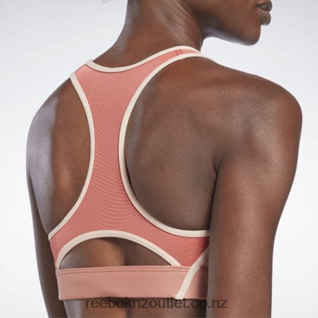 Canyon Coral 2B4626971 Lux Racer Padded Colorblocked Bra Reebok Women