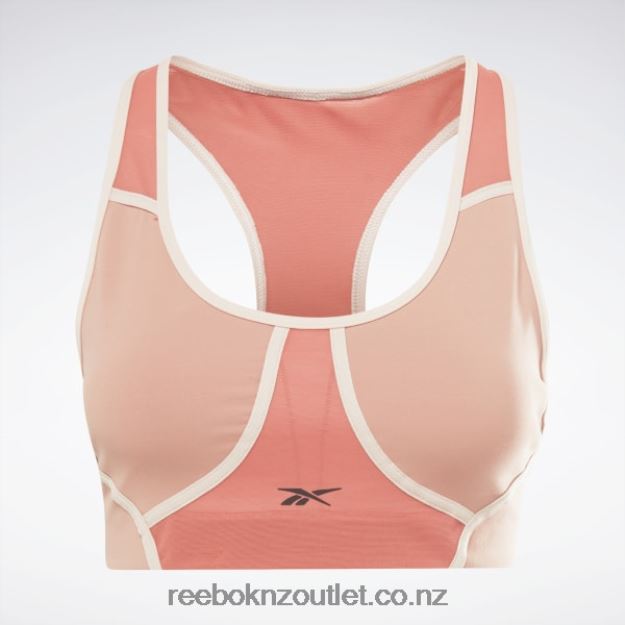 Canyon Coral 2B4626971 Lux Racer Padded Colorblocked Bra Reebok Women