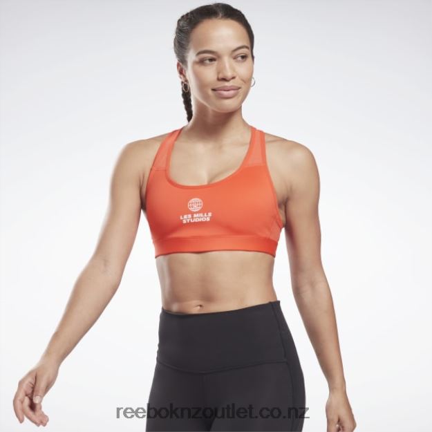 Dynamic Red 2B4626870 Les Mills Lux Racer Medium-Support Sports Bra Reebok Women