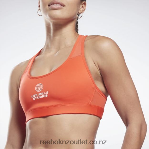 Dynamic Red 2B4626870 Les Mills Lux Racer Medium-Support Sports Bra Reebok Women