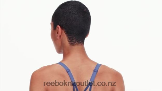 Essential Blue 2B4626873 Lux Strappy Liquid Abyss Print Sports Bra Reebok Women