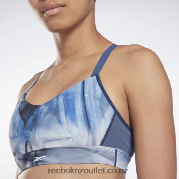 Essential Blue 2B4626873 Lux Strappy Liquid Abyss Print Sports Bra Reebok Women